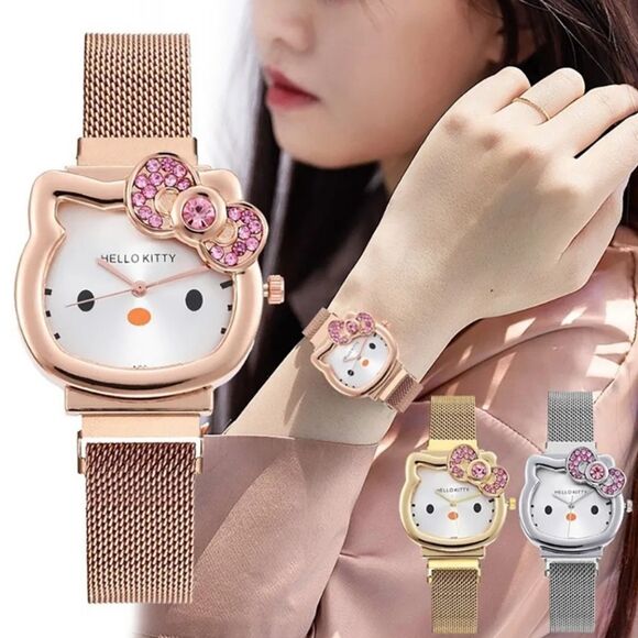 Hello Kitty Rose Gold Mesh Watch - Picture 1 of 4